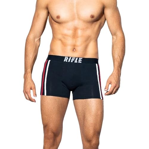 LAVENZO Rifle – 6 Boxershorts für Herren, aus elastischer Baumwolle, signiert, Unterwäsche, Markenunterwäsche, Geschenk für Jungen – Unterhosen-Set, 7-6814 Blau/Schwarz/Grau, M von LAVENZO