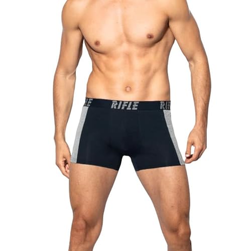 LAVENZO Rifle – 6 Boxershorts für Herren aus elastischer Baumwolle – Herren-Unterwäsche – Unterwäsche – Geschenk für Jungen – Unterhose Set, 6-6813 Blau/Schwarz/Grau, XL von LAVENZO