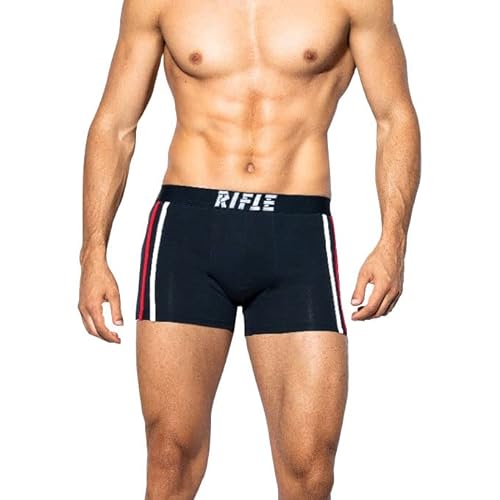 LAVENZO Rifle – 6 Boxershorts für Herren aus elastischer Baumwolle – Herren-Unterwäsche – Unterwäsche – Geschenk für Jungen – Unterhose Set, 7-6814 Blau/Schwarz/Grau, L von LAVENZO