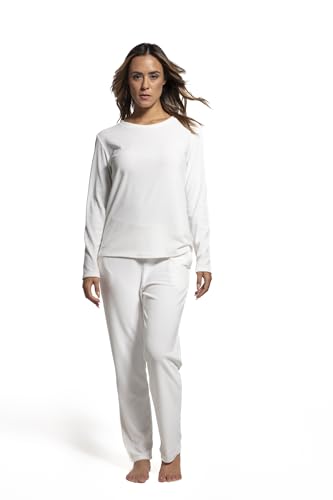 LAVENZO Roberto Garino Damen-Pyjama aus Fleece, warm, langärmelig, elegant, hergestellt in Italien, zweiteiliger Schlafanzug – Geschenkidee für Mädchen, Creme Lv5006+505, L von LAVENZO