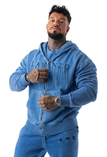 LAVENZO - Sweatshirt für Herren aus 100% Baumwolle, lässige Jungen, elegante Sweatshirts, besondere und sportliche Größen, Geschenkidee Geburtstag, Hellblau 2, XXL Große Größen Tall von LAVENZO