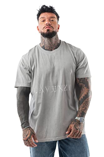 LAVENZO - T Shirt für Herren mit kurzen Ärmeln, 100% Baumwolle - Freizeitkleidung für Jungen, T-Shirt, T-Shirt für besondere Größen, Geschenkidee Geburtstag, Grau 2, Medium von LAVENZO