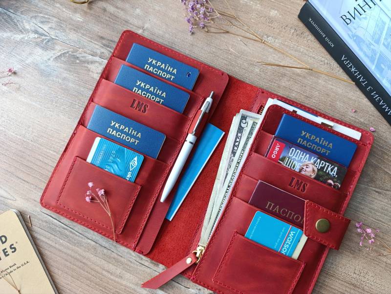 Familienpasshülle 8/Reisepasshülle 10 6 7 Leder Reisebrieftasche Reiseetui von LAVERNALeather