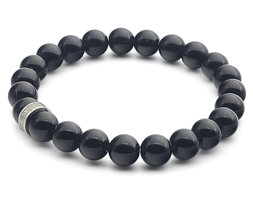 LAVISA Edelstein Armband - Echte Naturstein Perlen | Kristalle, Heilsteine | Onesize Unisex (Obsidian 8mm) von LAVISA