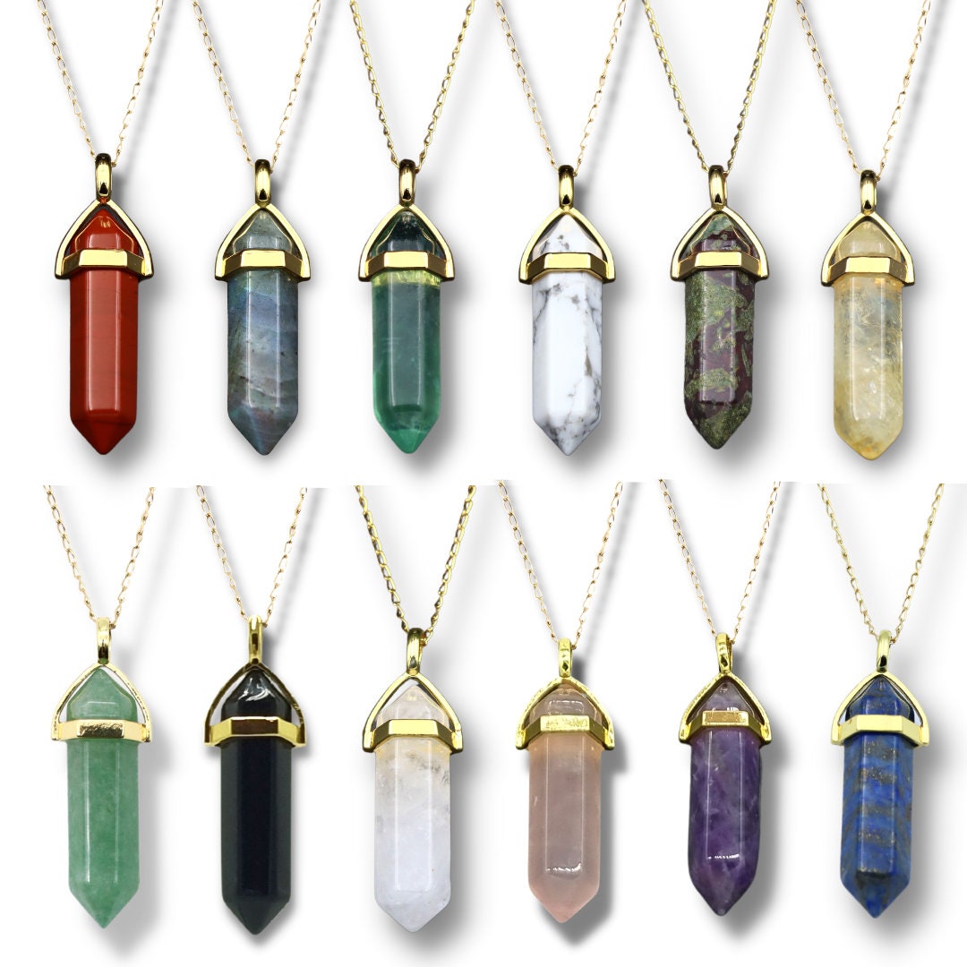 Lavisa Edelsteinkette Obelisk Gold, 55cm Halskette Mit Edelstein Amethyst, Rosenquarz, Lapis Lazuli, Bergkristall Lavisa Edelsteinkette Obelisk Gold, 55cm Halskette Mit Edelstein Amethyst, Rosenquarz, Lapis Lazuli, Bergkristall von LAVISADE