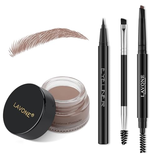 Augenbrauenstift Set Augenbrauenstift mit wasserdichtem Augenbrauenstift Eyeliner, Augenbrauensalbe und doppelseitiger Augenbrauenpinsel Aschblond von LAVONE