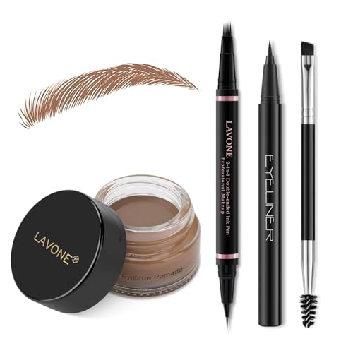 LAVONE Natu Augenbrauenstift-Set mit wasserdichtem 2-in-1-Microblading-Stift, Augenbrauen-Salbe, Eyeliner und Augenbrauenpinsel mit doppelter Spitze, Augenbrauenstift-Set von LAVONE