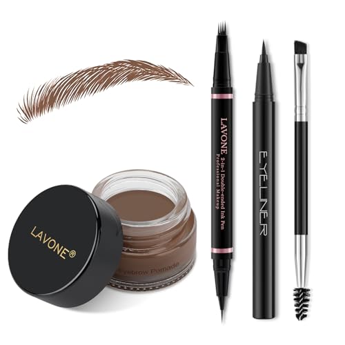 LAVONE Natu Augenbrauenstift-Set mit wasserdichtem 2-in-1-Microblading-Stift, Augenbrauen-Salbe, Eyeliner und Augenbrauenpinsel mit doppelter Spitze, Augenbrauenstift-Set LAVONE Natu Augenbrauenstift-Set mit wasserdichtem 2-in-1-Microblading-Stift, Augenbrauen-Salbe, Eyeliner und Augenbrauenpinsel mit doppelter Spitze, Augenbrauenstift-Set von LAVONE