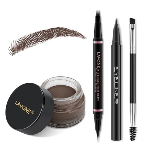 LAVONE Natu Augenbrauenstift-Set mit wasserdichtem 2-in-1-Microblading-Stift, Augenbrauen-Salbe, Eyeliner und Augenbrauenpinsel mit doppelter Spitze, Augenbrauenstift-Set LAVONE Natu Augenbrauenstift-Set mit wasserdichtem 2-in-1-Microblading-Stift, Augenbrauen-Salbe, Eyeliner und Augenbrauenpinsel mit doppelter Spitze, Augenbrauenstift-Set von LAVONE