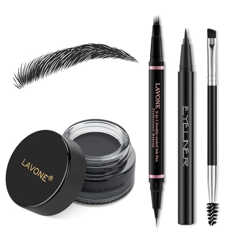 LAVONE Natu Augenbrauenstift-Set mit wasserdichtem 2-in-1-Microblading-Stift, Augenbrauen-Salbe, Eyeliner und Augenbrauenpinsel mit doppelter Spitze, Augenbrauenstift-Set LAVONE Natu Augenbrauenstift-Set mit wasserdichtem 2-in-1-Microblading-Stift, Augenbrauen-Salbe, Eyeliner und Augenbrauenpinsel mit doppelter Spitze, Augenbrauenstift-Set von LAVONE