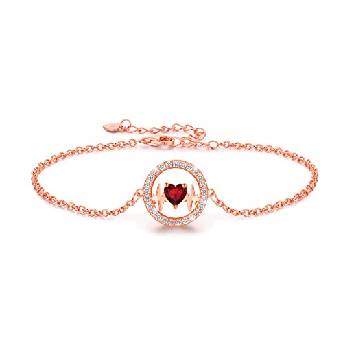 LAVUMO Armband Damen Silber 925 Verstellbar Herzschlag Armbänder Frauen Anhänger Schmuck Schönes Geschenke für Frauen Geburtstags Weihnachten Valentinstag Hochzeits Armkette Geschenk (RG01) von LAVUMO