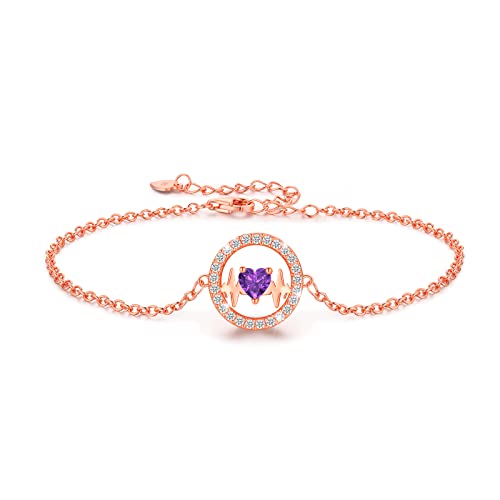 LAVUMO Armband Damen Silber 925 Verstellbar Herzschlag Armbänder Frauen Anhänger Schmuck Schönes Geschenke für Frauen Geburtstags Weihnachten Valentinstag Hochzeits Armkette Geschenk (RG02) von LAVUMO