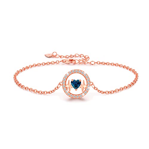 LAVUMO Armband Damen Silber 925 Verstellbar Herzschlag Armbänder Frauen Anhänger Schmuck Schönes Geschenke für Frauen Geburtstags Weihnachten Valentinstag Hochzeits Armkette Geschenk (RG09) von LAVUMO