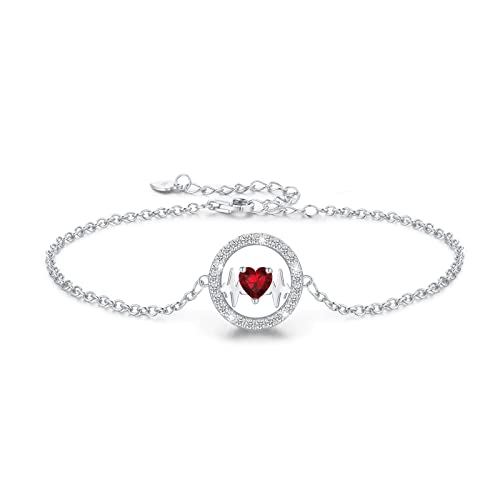 LAVUMO Armband Damen Silber 925 Verstellbar Herzschlag Armbänder Frauen Anhänger Schmuck Schönes Geschenke für Frauen Geburtstags Weihnachten Valentinstag Hochzeits Armkette Geschenk (SR01) von LAVUMO