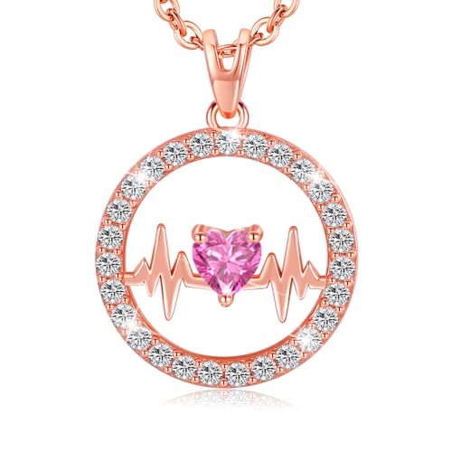 LAVUMO Halskette Damen Silber 925, Herzschlag Damen Kette mit Anhänger, Schmuck Geschenk für Sie Frauen Freundin Freund Mama zum Weihnachten Valentinstag Hochzeitstag Geburtstags (RG10) von LAVUMO