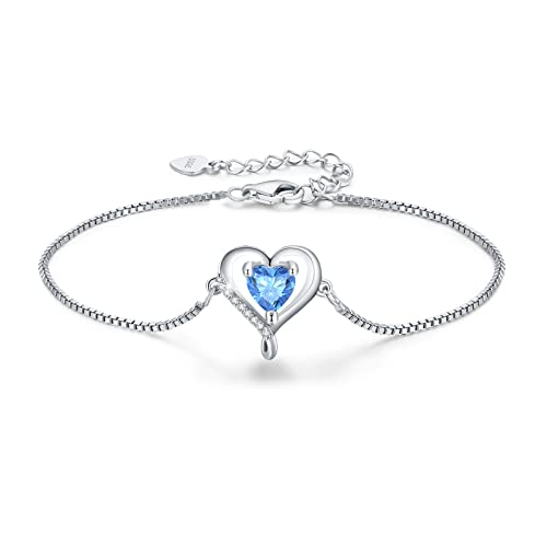 LAVUMO Herz Armband Damen Rosegold Sterling silber 925 Schmuck Damen an Muttertag Weihnachten Valentinstag Geburtstags Geschenk für Sie MaMa Frau Freundin Verstellbar Armband von LAVUMO