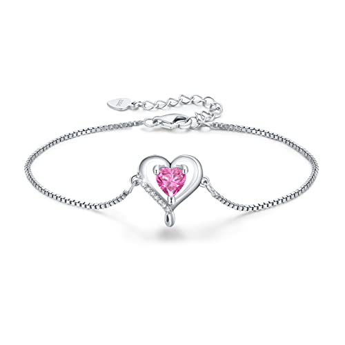 LAVUMO Herz Armband Damen Rosegold Sterling silber 925 Schmuck Damen an Muttertag Weihnachten Valentinstag Geburtstags Geschenk für Sie MaMa Frau Freundin Verstellbar Armband von LAVUMO
