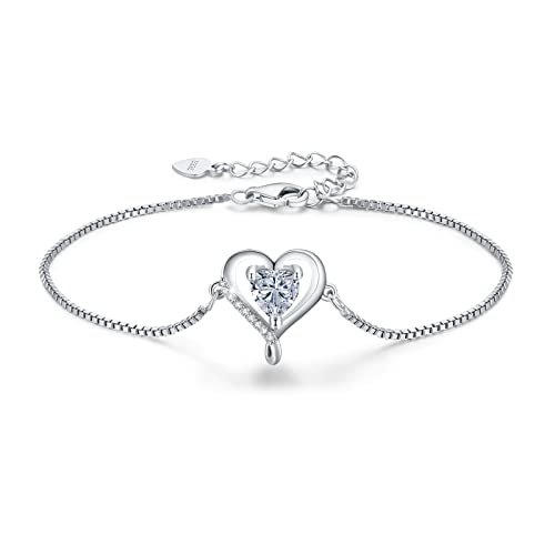 LAVUMO Herz Armband Damen Rosegold Sterling silber 925 Schmuck Damen an Muttertag Weihnachten Valentinstag Geburtstags Geschenk für Sie MaMa Frau Freundin Verstellbar Armband von LAVUMO