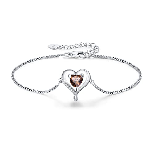 LAVUMO Herz Armband Damen Armband Rosegold Sterling silber 925 Schmuck Damen an Muttertag Weihnachten Valentinstag Geburtstags Geschenk für Sie MaMa Frau Freundin Verstellbar Armband von LAVUMO