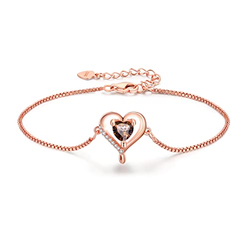 LAVUMO Herz Armband Damen Rosegold Sterling silber 925 Schmuck Damen an Muttertag Weihnachten Valentinstag Geburtstags Geschenk für Sie MaMa Frau Freundin Verstellbar Armband von LAVUMO