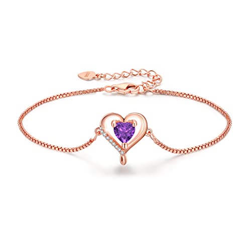 LAVUMO Herz Armband Damen Rosegold Sterling silber 925 Schmuck Damen an Muttertag Weihnachten Valentinstag Geburtstags Geschenk für Sie MaMa Frau Freundin Verstellbar Armband von LAVUMO