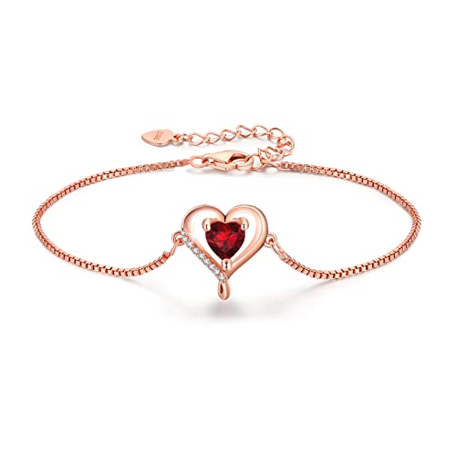 LAVUMO Herz Armband Damen Armband Rosegold Sterling silber 925 Schmuck Damen an Muttertag Weihnachten Valentinstag Geburtstags Geschenk für Sie MaMa Frau Freundin Verstellbar Armband von LAVUMO