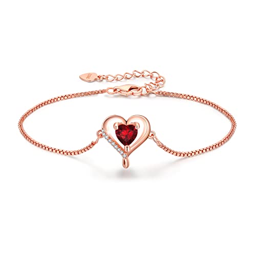 LAVUMO Herz Armband Damen Rosegold Sterling silber 925 Schmuck Damen an Muttertag Weihnachten Valentinstag Geburtstags Geschenk für Sie MaMa Frau Freundin Verstellbar Armband von LAVUMO