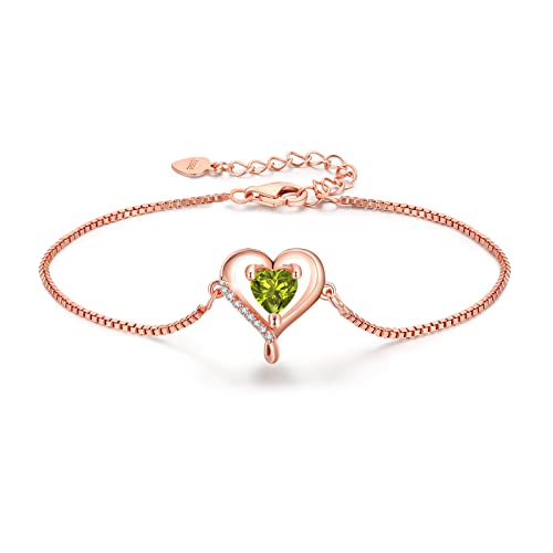 LAVUMO Herz Armband Damen Rosegold Sterling silber 925 Schmuck Damen an Muttertag Weihnachten Valentinstag Geburtstags Geschenk für Sie MaMa Frau Freundin Verstellbar Armband von LAVUMO