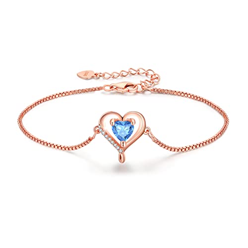 LAVUMO Herz Armband Damen Rosegold Sterling silber 925 Schmuck Damen an Muttertag Weihnachten Valentinstag Geburtstags Geschenk für Sie MaMa Frau Freundin Verstellbar Armband von LAVUMO