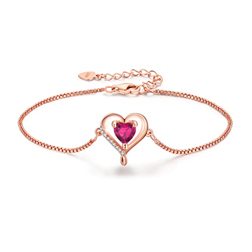 LAVUMO Herz Armband Damen Armband Rosegold Sterling silber 925 Schmuck Damen an Muttertag Weihnachten Valentinstag Geburtstags Geschenk für Sie MaMa Frau Freundin Verstellbar Armband von LAVUMO