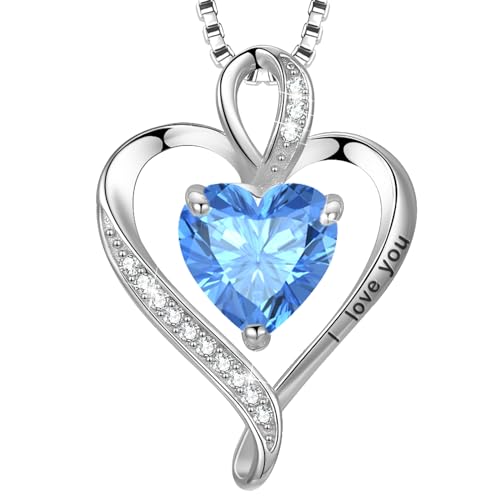 LAVUMO Herz Kette Damen Silber 925 I love you Halskette Damen Personalisierter schmuck Geschenke für Frauen Frau MaMa Freundin an Geburtstags Valentinstag Weihnachten Muttertag Mit Rose Geschenkbox von LAVUMO