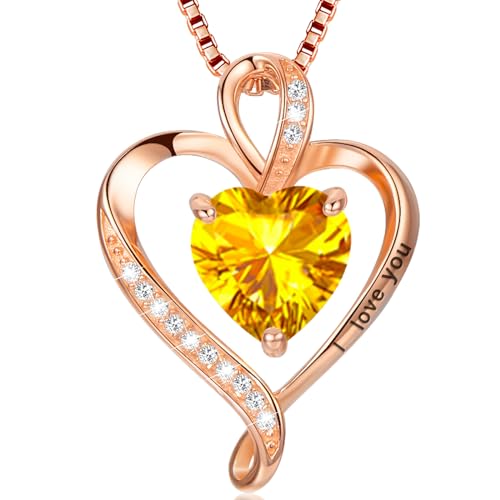 LAVUMO Herz Kette Damen Silber 925 I love you Halskette Damen Personalisierter schmuck Geschenke für Frauen Frau MaMa Freundin an Geburtstags Valentinstag Weihnachten Muttertag Mit Rose Geschenkbox von LAVUMO