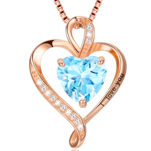 LAVUMO Herz Kette Damen Silber 925 I love you Halskette Damen Personalisierter schmuck Geschenke für Frauen Frau MaMa Freundin an Geburtstags Valentinstag Weihnachten Muttertag Mit Rose Geschenkbox von LAVUMO