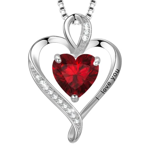 LAVUMO Herz Kette Damen Silber 925 I love you Halskette Damen Personalisierter schmuck Geschenke für Frauen Frau MaMa Freundin an Geburtstags Valentinstag Weihnachten Muttertag Mit Rose Geschenkbox von LAVUMO