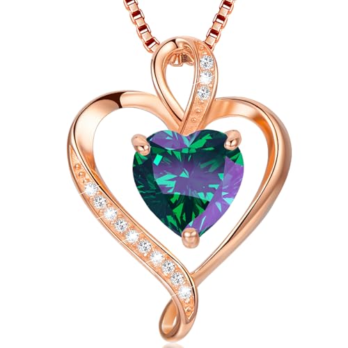 LAVUMO Herzkette 925 Silber Rosegold Gold Damen Halskette - Herz änhänger Silber Kette Damen Schmuck Geschenk für Frau Frauen MaMa Freundin an Geburtstags Weihnachten Valentinstag Hypoallergen Ketten von LAVUMO