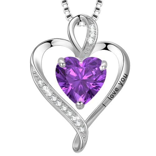 LAVUMO Herz Kette Damen Silber 925 I love you Halskette Damen Personalisierter schmuck Geschenke für Frauen Frau MaMa Freundin an Geburtstags Valentinstag Weihnachten Muttertag Mit Rose Geschenkbox von LAVUMO