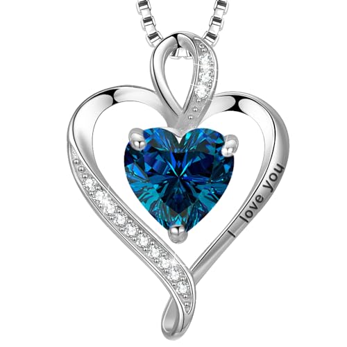 LAVUMO Herz Kette Damen Silber 925 I love you Halskette Damen Personalisierter schmuck Geschenke für Frauen Frau MaMa Freundin an Geburtstags Valentinstag Weihnachten Muttertag Mit Rose Geschenkbox von LAVUMO