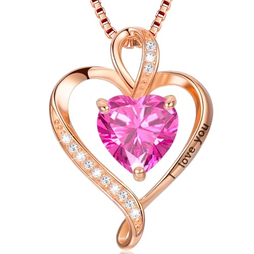 LAVUMO Herz Kette Damen Silber 925 I love you Halskette Damen Personalisierter schmuck Geschenke für Frauen Frau MaMa Freundin an Geburtstags Valentinstag Weihnachten Muttertag Mit Rose Geschenkbox von LAVUMO