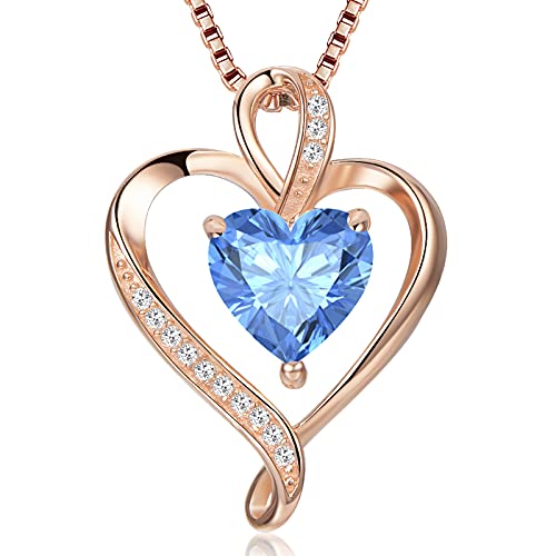 LAVUMO Herzkette 925 Silber Rosegold Gold Damen Halskette - Herz änhänger Silber Kette Damen Schmuck Geschenk für Frau Frauen MaMa Freundin an Geburtstags Weihnachten Valentinstag Hypoallergen Ketten von LAVUMO