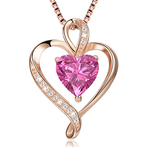 LAVUMO Herzkette 925 Silber Rosegold Gold Damen Halskette - Herz änhänger Silber Kette Damen Schmuck Geschenk für Frau Frauen MaMa Freundin an Geburtstags Weihnachten Valentinstag Hypoallergen Ketten von LAVUMO