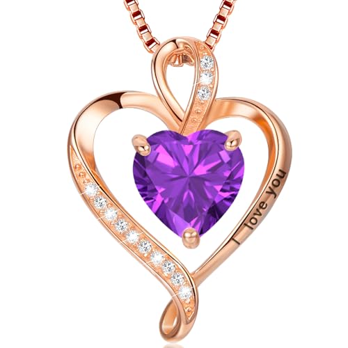 LAVUMO Herz Kette Damen Silber 925 I love you Halskette Damen Personalisierter schmuck Geschenke für Frauen Frau MaMa Freundin an Geburtstags Valentinstag Weihnachten Muttertag Mit Rose Geschenkbox von LAVUMO