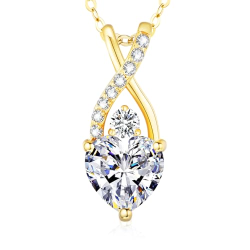 LAVUMO Halskette Damen Infinity Herz Kette Silber 925 Damen mit Geburtsstein Schmuck Geschenk Für Frau Frauen Mama Freundin Geburtstags Weihnachten Valentinstag Hypoallergen Ketten von LAVUMO