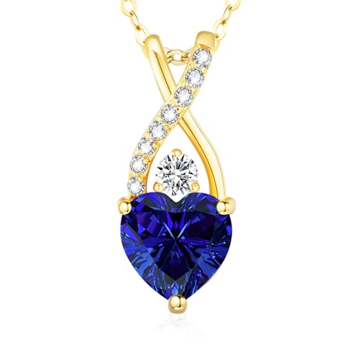 LAVUMO Halskette Damen Infinity Herz Kette Silber 925 Damen mit Geburtsstein Schmuck Geschenk Für Frau Frauen Mama Freundin Geburtstags Weihnachten Valentinstag Hypoallergen Ketten von LAVUMO