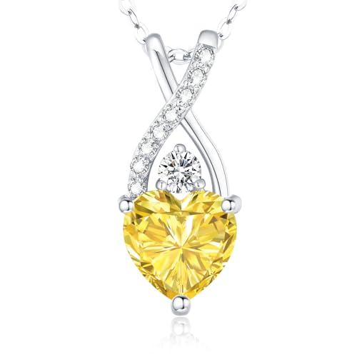 LAVUMO Infinite Herz Kette Damen 925 Sterling Silber Geburtsstein Anhänger (Silber-11-November) von LAVUMO