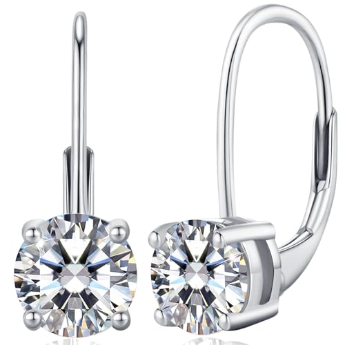 LAVUMO Moissanit Ohrringe Silber 925 14K Gold/Rhodiniert Plattiert,0.3ct-2ct Rundschnitt Moissanit Ohrstecker, VVS1 D Farbe Brillant Hypoallergen Schmuck Geschenk für Frauen und Herren von LAVUMO