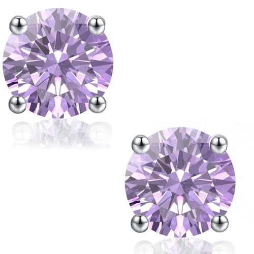 LAVUMO Ohrringe Silber 925,14 K Gold/Weißgold plattiert, 0,3 ct – 2 ct Zirkonia Ohrstecker, Hypoallergenes Schmuckgeschenk für Frauen und Herren Geburtstag (2, 6.5) von LAVUMO