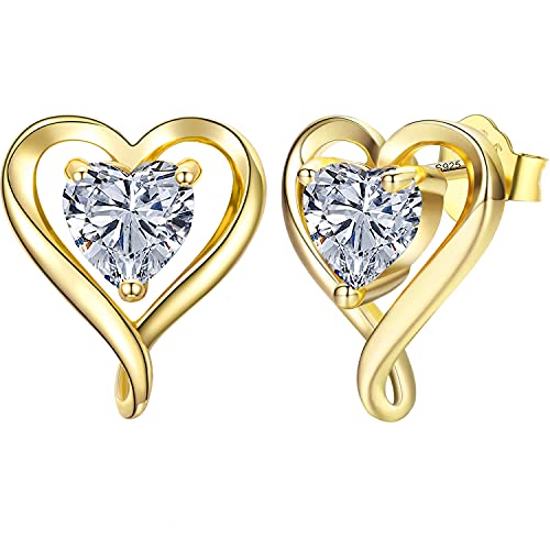 LAVUMO Ohrringe Silber 925 Rosegold Gold Damen Ohrstecker Set Geschenke für Frauen Freundin Mama Beste Freundin Mutter Oma zum Geburtstag Valentinstag Weihnachten Schmuck Damen von LAVUMO