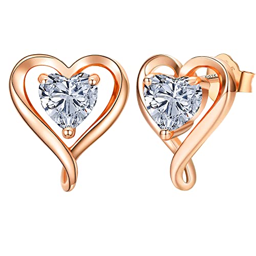 LAVUMO Ohrringe Silber 925 Rosegold Gold Damen Ohrstecker Set Geschenke für Frauen Freundin Mama Beste Freundin Mutter Oma zum Geburtstag Valentinstag Weihnachten Schmuck Damen von LAVUMO