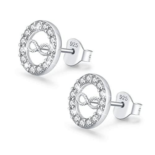 LAVUMO Ohrringe Silber 925 Rosegold Gold Damen Ohrstecker Set Unendliche Liebe Ohrringe Schmuck kleine Geschenke für Frauen MaMa Freundin an Geburtstags Weihnachten Valentinstag (08-Silber) von LAVUMO