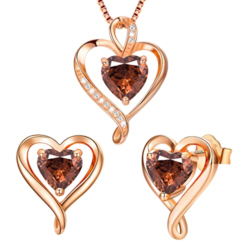 LAVUMO Schmuck set Frauen Halskette Ohrringe Kette Set Silber Rosegold Gold Geschenke für Frauen Freundin Mama Beste Freundin Mutter zum Geburtstag Valentinstag Weihnachten Damen Schmuck Geschenk von LAVUMO